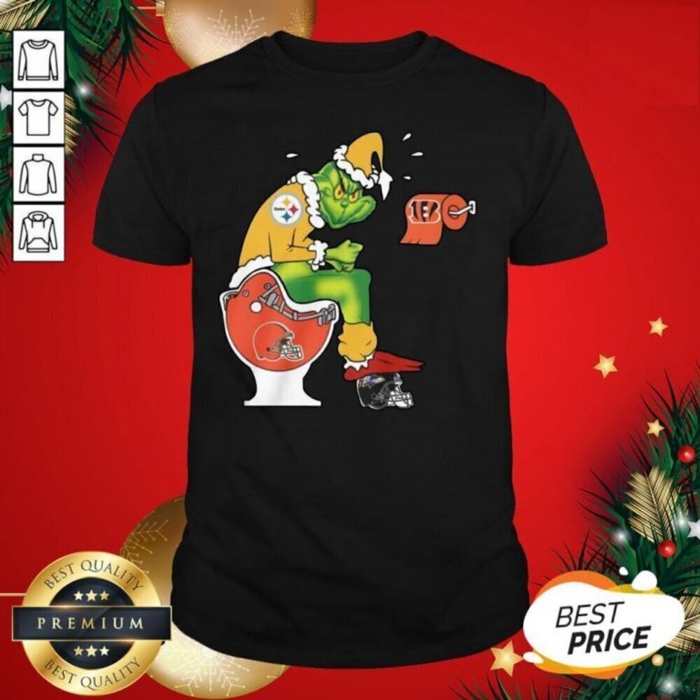The Grinch Pittsburgh Steelers On Cleveland Browns And Other Teams Christmas Tee